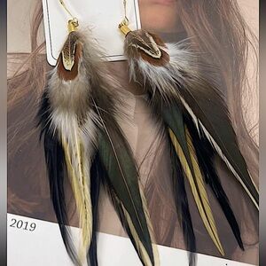 Bohemian Handmade Feather Dangle Earrings, Tribal Design, Western, Boho,…